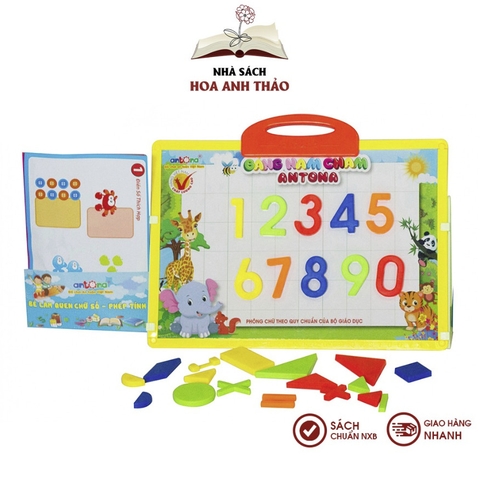 Combo Đồ chơi Bảng nam châm Antona: Bé làm quen với chữ số hình học và vỉ chữ cái