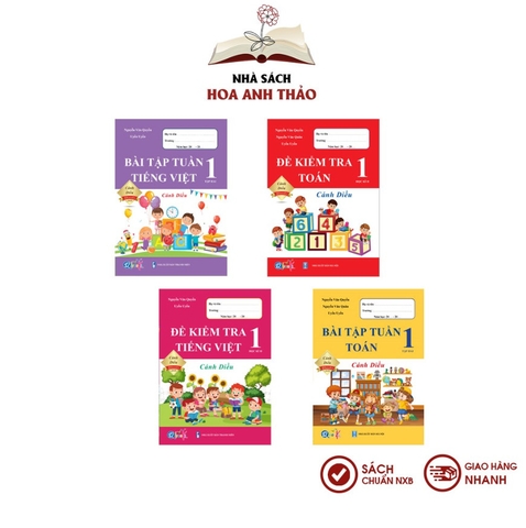 Combo 4 Sách - Bài tập tuần và Đề kiểm tra toán và tiếng việt lớp 1 học kỳ 2 Cánh diều