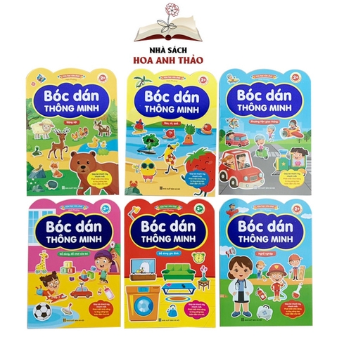 Combo 6 Sách Bóc dán thông minh song ngữ Việt Anh dành cho trẻ từ 2-6 tuổi