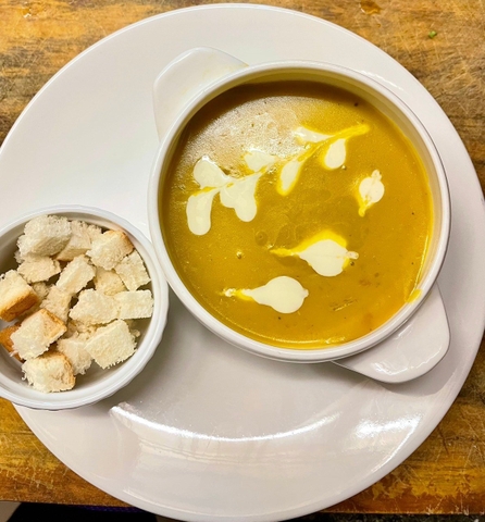 PUMPKIN WITH CROUTONS SOUP