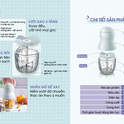 Máy xay ăn dặm cho bé Bear GR-B03V2 0,3 lít