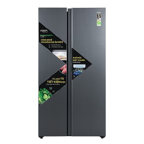 Tủ lạnh Aqua side by side inverter 646 lít AQR-S682XA (SLB)