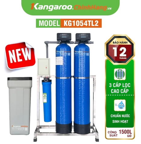 Máy lọc nước đầu nguồn Kangaroo van tự động, xử lý Canxi KG1054TL2