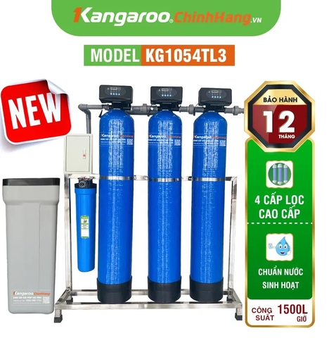 Máy lọc nước đầu nguồn Kangaroo van tự động, xử lý Canxi KG1054TL3