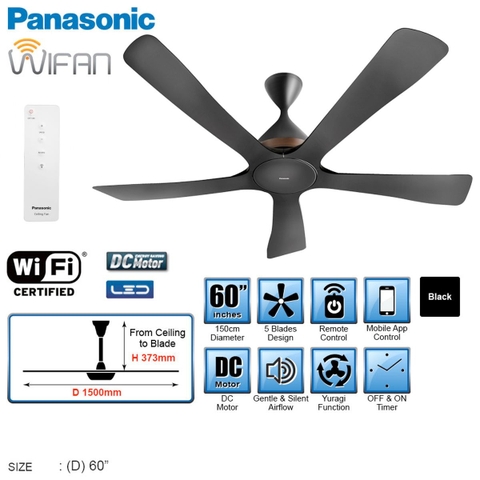 Quạt trần Panasonic 5 cánh thông minh Wi-fi F-60DHN