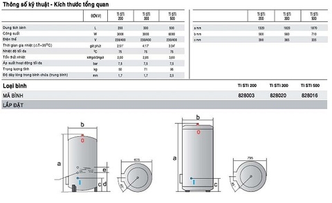 Bình nóng lạnh Ariston 500 lít đứng đặt sàn TI 500 STI