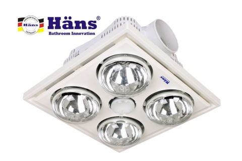 Đèn sưởi nhà tắm âm trần Hans 4 bóng H4B (tích hợp đèn sáng và thổi gió nóng/ mát)