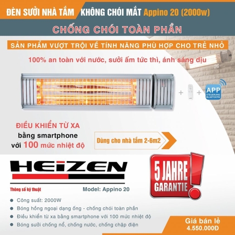 Đèn sưởi nhà tắm  HEIZEN chống chói mắt Appino 20
