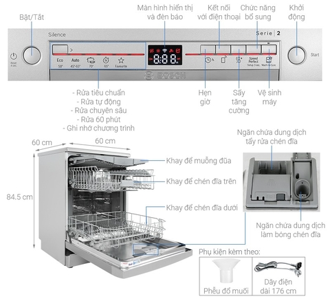Máy rửa bát Bosch độc lập 13 bộ Seri 2 SMS2IVI61E