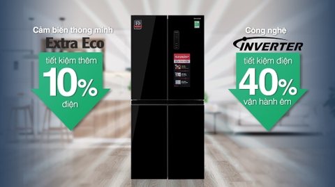 Tủ lạnh Sharp inverter 362 lít multi door SJ-FX420VG-BK