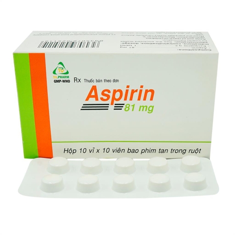 Aspirin 81 mg V/10 H/100- Trà Vinh