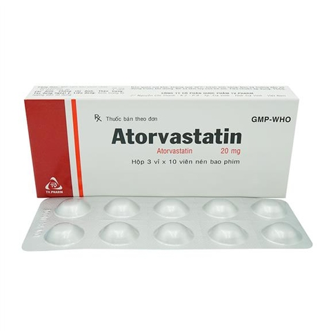 Atorvastatin 20 mg v/10 h/30 - Trà Vinh