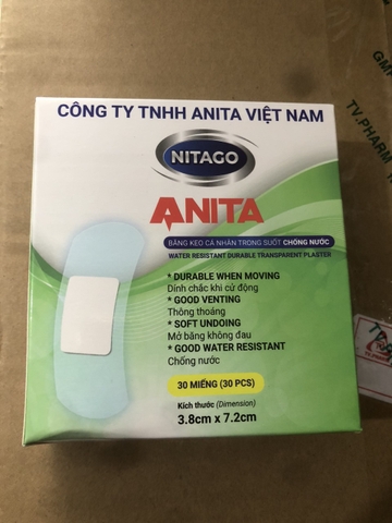 Băng cá nhân trong Anita 3,8x7,2 cm K/100 Hộp/30 miếng