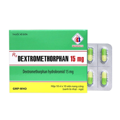 Dextromethophan 15mg VNA H/10x10 viên (xanh lá nhạt - ngà) - Domesco