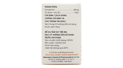 Furosemid 40mg - Mekophar
