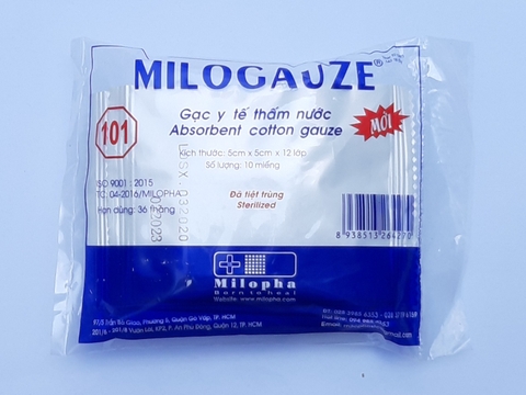 Gạc tiệt trùng 101 4cm x5cm K/100 gói/10 gạc