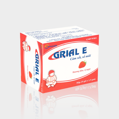 Grial E (Paracetamol 250 mg,Clorpheniramin maleat 2 mg)H/25 gói - Trà Vinh
