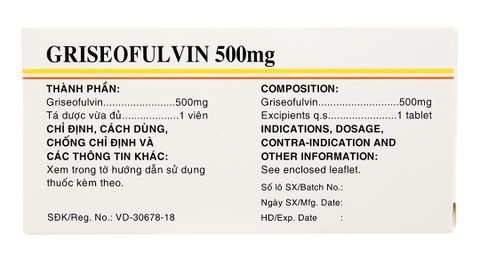 Griseofuvin 500mg - Mekophar