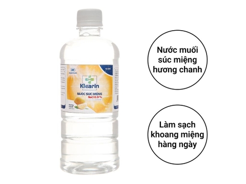 Nước súc miệng NaCl 0,9% KLEARIN (hương chanh) chai 550ml T/24c - Trà Vinh (KM)