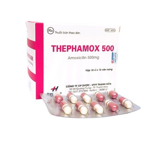 Thephamox (amoxicilin 500mg) Tx54hx10 vỉ x 10v - Thephaco- Việt Nam