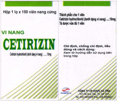 Vi nang Cetirizin 10mg K/108 hộp/10 vỉ/ 10viên - Hà Tĩnh