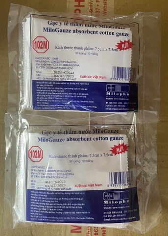 Gạc phẫu thuật 102 (7,5cm x 7,5cm x 8 lớp) VT K/50Gói/10 miếng (Dapharco-VN)