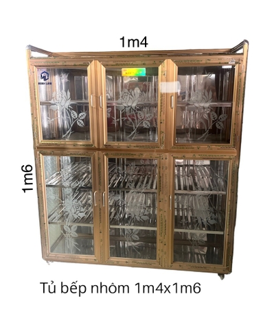 Tủ bếp nhôm cao 1m6 ngang 1m4 , 1m2