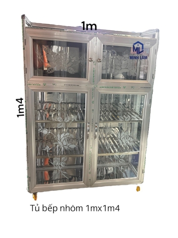 Tủ bếp nhôm cao 1m4 ngang 1m2 , 1m