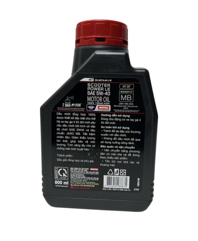 Nhớt Motul tay ga Scooter Power le 5W-40 800ml