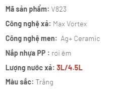 Bồn cầu khối Viglacera V823