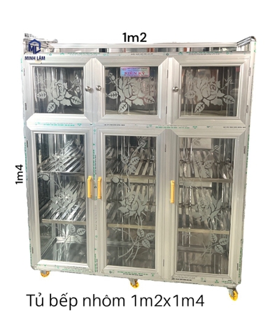 Tủ bếp nhôm cao 1m4 ngang 1m2 , 1m