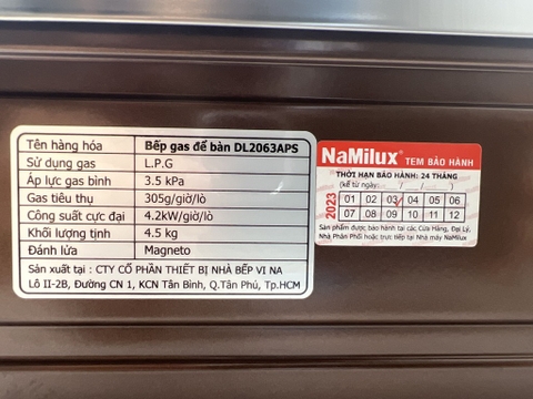 Bếp gas inox Namilux DL2063APS