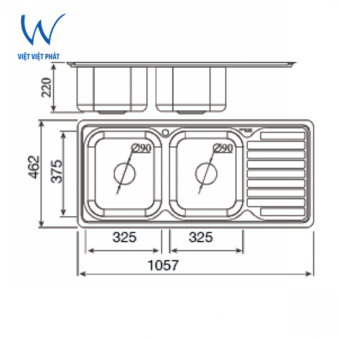 Chậu Rửa chén Inox 304 Việt Việt Phát D2
