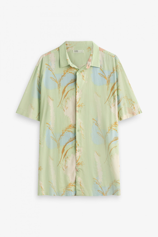 Áo Sơ Mi Nam Vải Rayon Cổ Cuban Họa Tiết In Form Regular