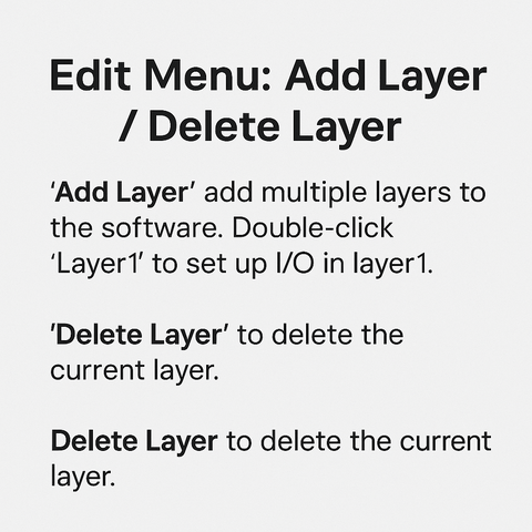 Menu Chỉnh sửa: Add Layer / Delete Layer trong EZCAD