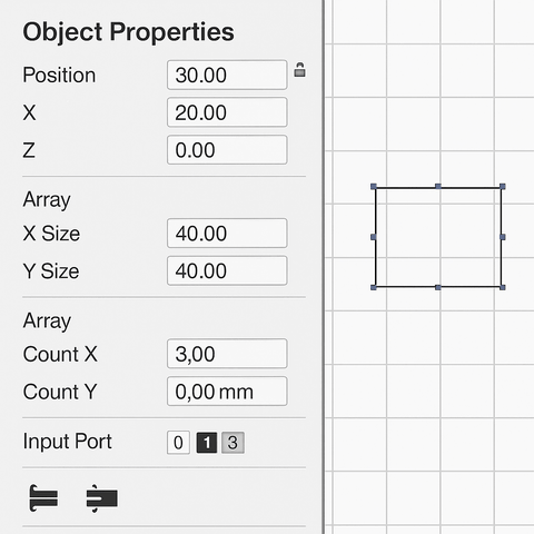 Thuộc tính đối tượng: Position – Size – Array