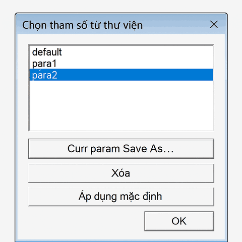 Đánh dấu: Chọn tham số từ thư viện