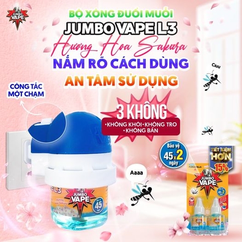BỘ XÔNG ĐUỔI MUỖI JUMBO VAPE L3 HƯƠNG HOA SAKURA: NẮM RÕ CÁCH DÙNG, AN TÂM SỬ DỤNG