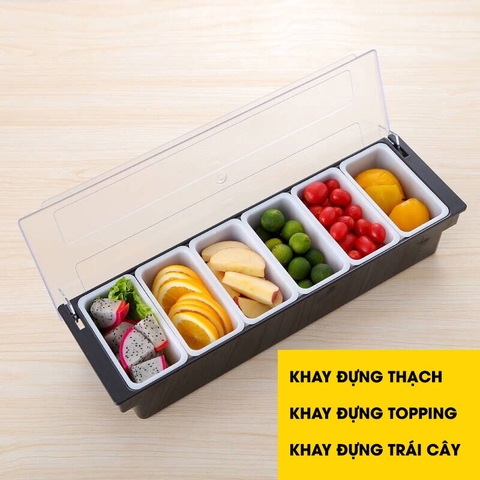 Khay Đựng Thạch, Topping, Trái Cây Trà Sữa 3 - 4 - 5 - 6 ngăn
