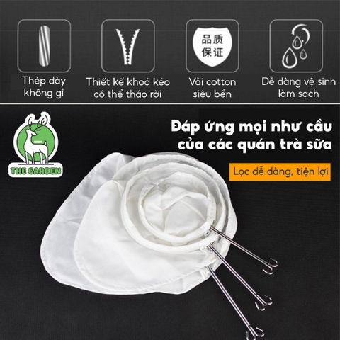 Vợt vải lọc trà, cán inox | Đường kính 13 - 19 - 23 cm