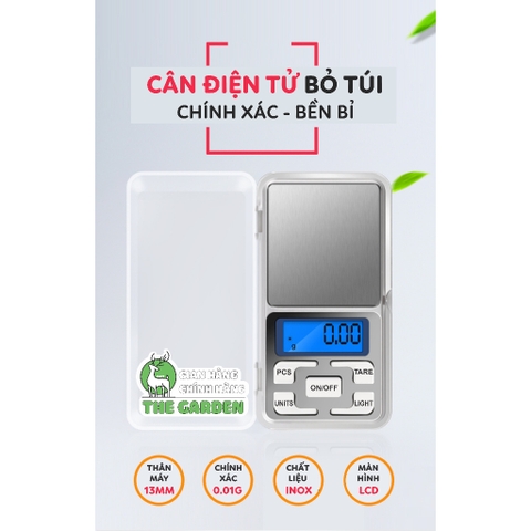 Cân Điện Tử Bỏ Túi THE GARDEN Độ Chính Xác Cao, 200g/0.01g Tặng kèm 2