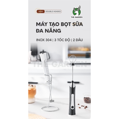 Máy tạo bọt sữa đa năng WHISK | 2 đầu đánh | 3 tốc độ | Sạc USB