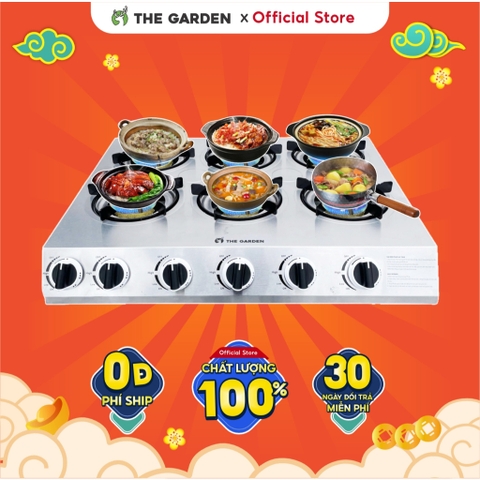 Bếp Gas nấu mì cay, cơm niêu THE GARDEN IGWT | Inox | Bếp 6 họng MỚI