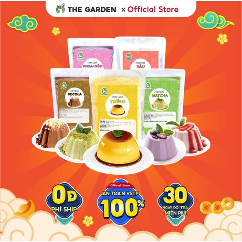 Bột Pudding Trứng THE GARDEN | Nhiều vị Socola, Matcha, Dâu, Khoai Môn | Gói 100g