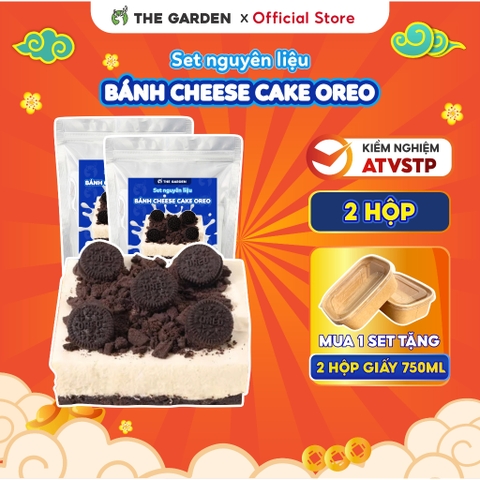 Set nguyên liệu làm bánh Cheese cake Oreo THE GARDEN | Thành phẩm 2 hộp 750ml