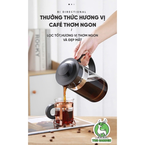 Phin pha cà phê French Press thủy tinh Borosilicate |Dung tích 600 ML và 350ml