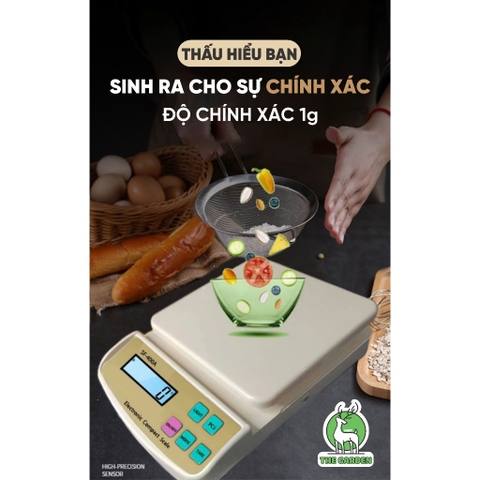 Cân Tiểu Ly Điện Tử | Model SF400A Nâng Cấp | Định lượng 5kg - 1g | Có đèn LED | Sạc điện