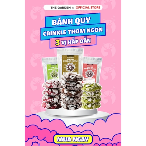 Set nguyên liệu làm bánh Crinkle Cookie THE GARDEN| 20 chiếc | 3 vị Socola - Matcha -  Red Velvet