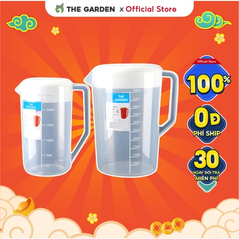 Ca đong nhựa | Có nắp cứng màu trắng | Dung tích 2500ml và 5000ml