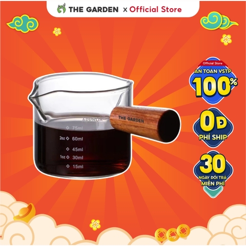 Cốc thủy tinh cán gỗ chia vạch| Dung tích 150ml và 75ml